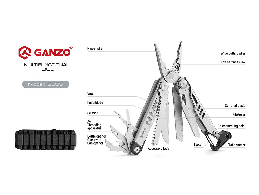 Knife Hunting Fixed Blade - Многофункциональный инструмент Ganzo G305 G305-B: складной